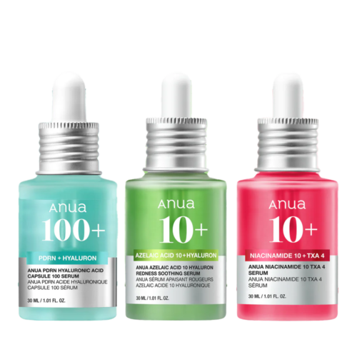 skincare set with serums for hydration brightening and clear skin
